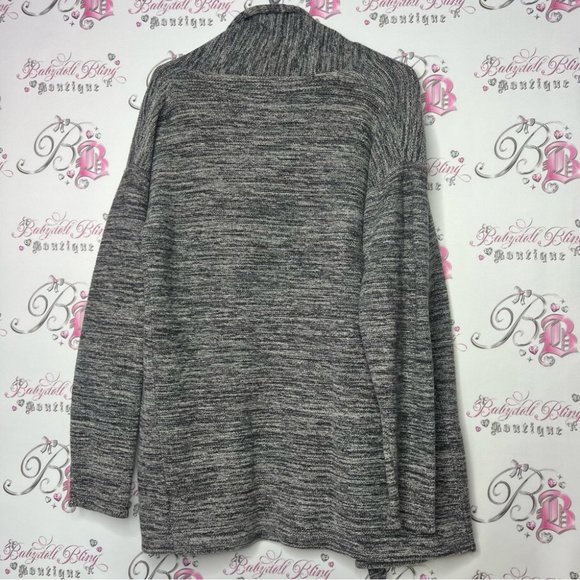 Columbia cardigan knitted heathered grey flowy with pockets warm cozy - Picture 2 of 8